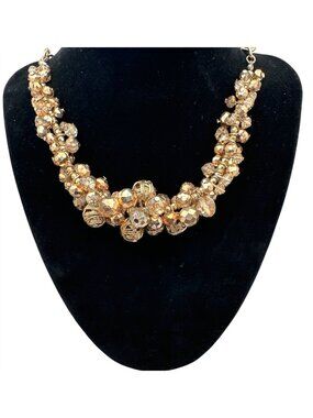 Simply Vera Wang Gold Cluster Necklace Faceted Sparkle Beads Bling Glam Elegance